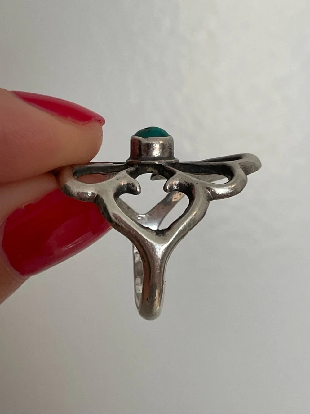 Sterling and Turquoise Sandcast Ring